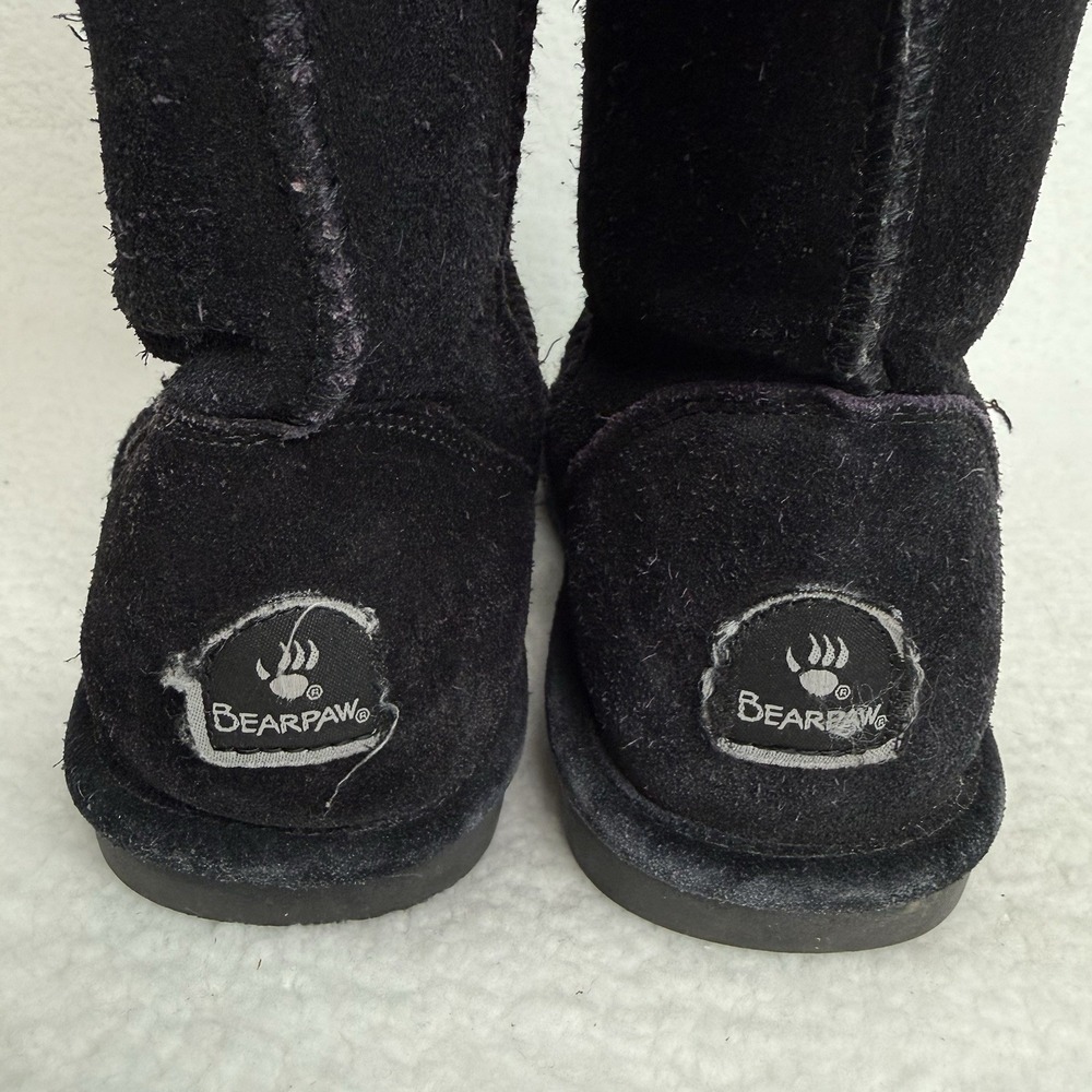 Bearpaw Women's Elle Short Winter Boots Black Size 9 Suede Sheepskin Wool Calf - Picture 7 of 12